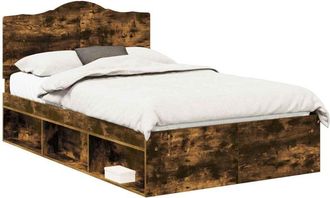 vidaXL Estructura De Cama Con Cabecera Roble Ahumado 120 X 200 Cm Vidaxl