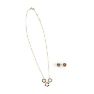 Tory Burch Miller Pave Ketting en Oorbellen Set - Dames - Kettingen - Geel - ONE Size - Accessoires