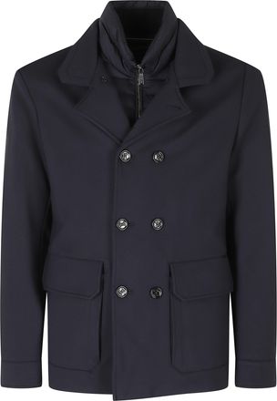 Moorer Dark Blue Bas Tz Viscose-Blend Double-Breasted Jacket