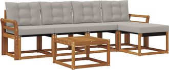 vidaXL Conjunto De Sof&aacute;s De Exterior 6 Uds. Natural Y Gris Claro Vidaxl