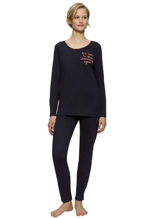 Triumph Pyjama TRIUMPH Sets PK 03 LSL X, Damen, Gr. 38, schwarz, Jersey, Obermaterial: 100% Baumwolle, normal, Rundhals, Homewear-Sets Pyjama, weich, lang&auml;rme