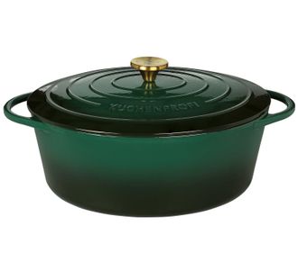 K&uuml;chenprofi Provence Enameled Cast Iron Oval Dutch Oven, 13 L, 7.4 qt