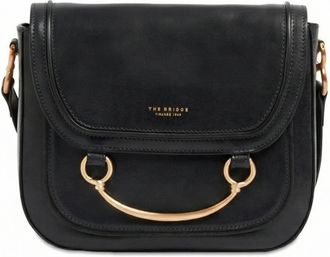 The Bridge Black Crossbody Structured Leather Satchel