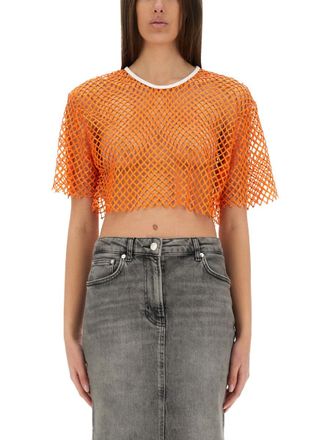 Moschino Moschino -Jeans beschnittenes Mesh -Top