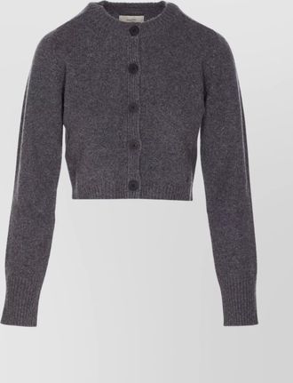 Loulou Studio crewneck crop knitwear button front