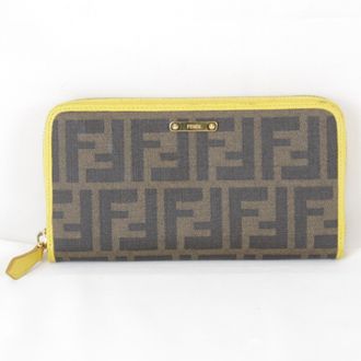 Fendi Brown Yellow Leather Long Wallet (Bi-Fold) (Pre-Owned)
