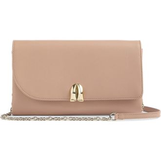 L.k. Bennett Aria Curve Flap Leather Clutch in Trench at Nordstrom