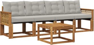 vidaXL Conjunto De Sof&aacute;s De Exterior 5 Uds. Natural Y Gris Claro Vidaxl