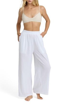 Billabong Follow Me Wide Leg Cotton Cover-Up Pants in Salt Crystal at Nordstrom, Size Large