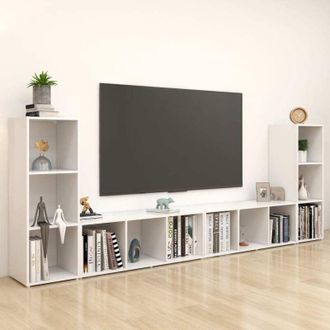 vidaXL Vidaxl - Muebles Para Tv 4 Uds Madera Contrachapada Blanco 107x35x37 Cm