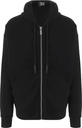 44 Label Group Black Cotton Zip-Up Logo Hoodie