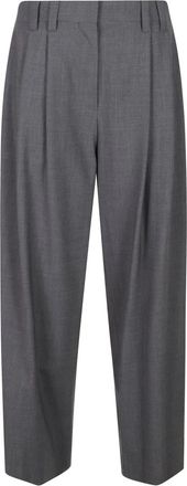Brunello Cucinelli Tailored broek met Monili-detail - Dames - Broeken - Grijs - Maat: M Zijde
