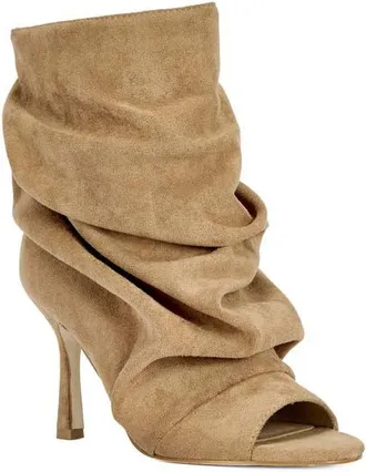 Azalea Wang Apex Slouchy Open Toe Bootie in Light Brown at Nordstrom, Size 7.5