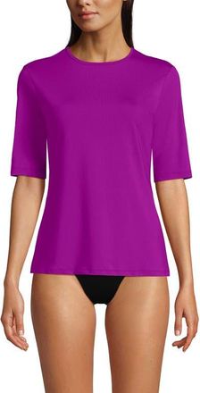 Lands End SunShade UPF 50 Elbow Sleeve Relaxed Rash Guard in Violet Rose at Nordstrom, Size X-Small