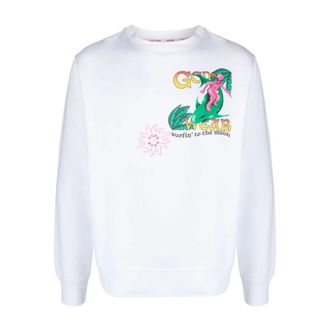 GCDS Sweatshirts, male, White, Size: L Surfing Weirdo Model 01