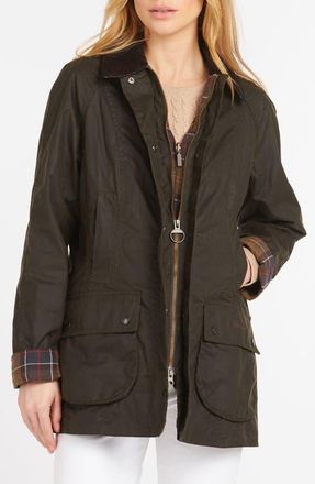 Barbour Classic Beadnell Coated Canvas Utility Jacket in Olive at Nordstrom, Size 0 Us