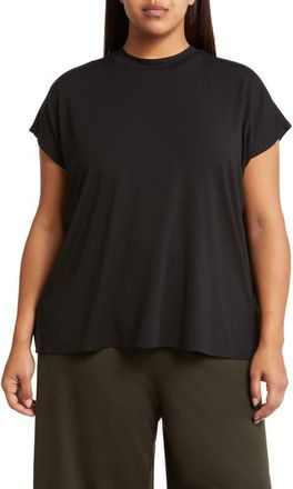 Eileen Fisher Mock Neck T-Shirt in Black at Nordstrom, Size 1 X