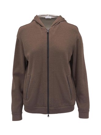 Brunello Cucinelli Two-Way Zip Hooded Sweatshirt - Brown