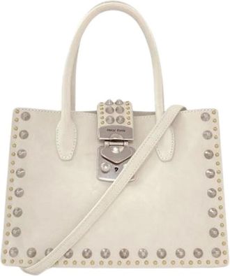 Miu Miu Pre-owned Handbag - Dames - Vintage Handtas - Wit - ONE Size - Leer - Vintage