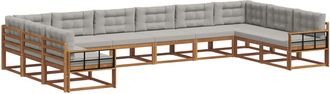 vidaXL Conjunto De Sof&aacute;s De Exterior 10 Uds. Natural Y Gris Claro Vidaxl