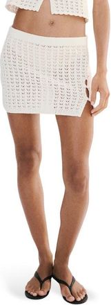 Mango Openwork Knit Miniskirt in Ecru at Nordstrom, Size Medium