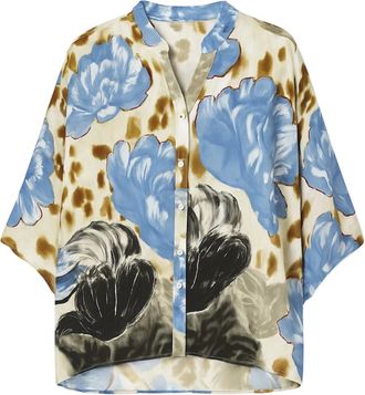 2-Biz Dames, Blouses & Shirts, Blauw, Maat: S/M Zijde