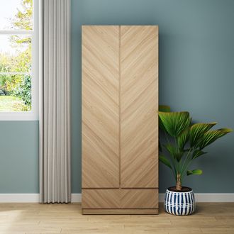 GFW Catania 2 Door 1 Drawer Wardrobe in Light Oak