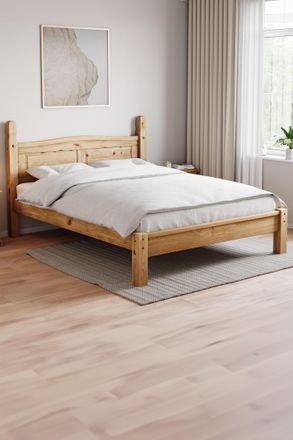 Home Discount Vida Designs Corona King Size Bed Low Foot End Bedroom Furniture in Brown