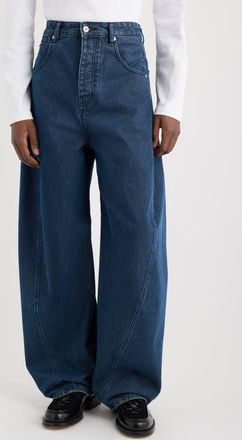Jacquemus Le de-Nîmes Espiral Twisted Seam Barrel Leg Jeans in Navy at Nordstrom, Size 30