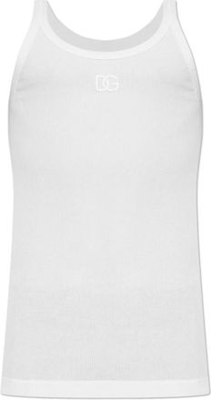 Dolce & Gabbana Geribbelde mouwloze t-shirt - Heren - Tops zonder mouwen - Wit - 2XL - Katoen - Tops