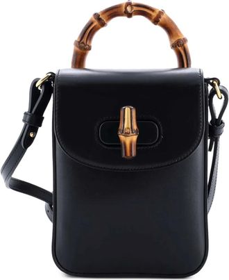 Gucci Bamboo Top Handle Leather Mini backpack - Zwart