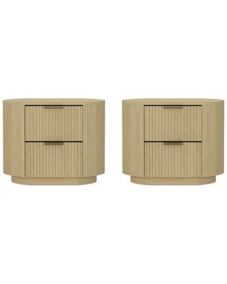 Manhattan Comfort Set of 2 Olivia Modern Nightstands with 4 Drawers