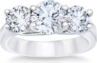 Pompeii3 3 1/4Ct TW Round Diamond Three Stone Engagement Ring 14k White Gold Lab Grown