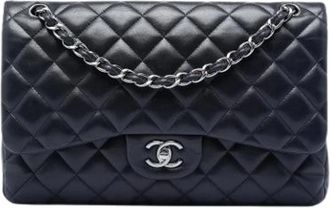 Chanel Pre-owned Vintage Double Flap Shoulder Bag - Dames - Vintage Schoudertas - Zwart - ONE Size - Leer - Vintage