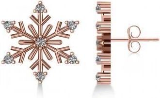 Allurez Diamond Snowflake Winter Earrings 14k Rose Gold (0.15ct)