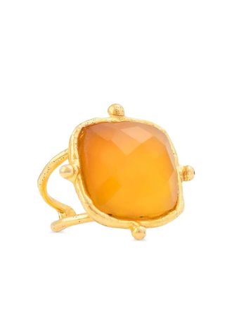Sylvia Toledano Coussin onyx cushion ring - women - Onyx/Brass - 6 3/4 - Gold