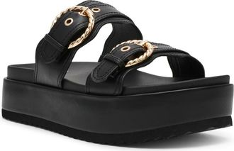 Dolce Vita Serpent Platform Slide Sandal in Black Smooth at Nordstrom Rack, Size 7.5