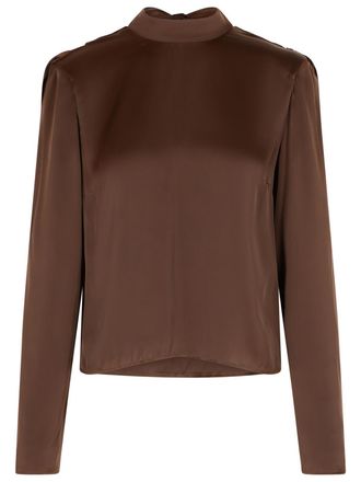 Rotate Drehen Sie Bowina braune Polyesterbluse