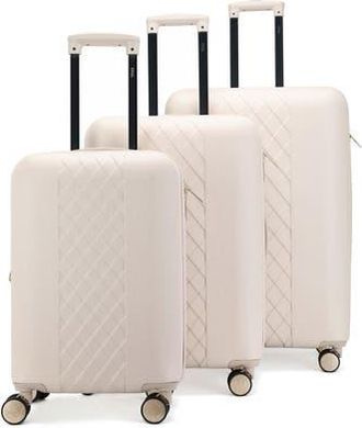 Badgley Mischka Three-Piece Diamond Hardside Spinner Luggage Set in Champagne at Nordstrom Rack