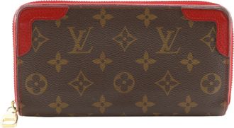 Louis Vuitton Brown Cerise Red Color Monogram Canvas Long Wallet (Bi-Fold) (Pre-Owned)