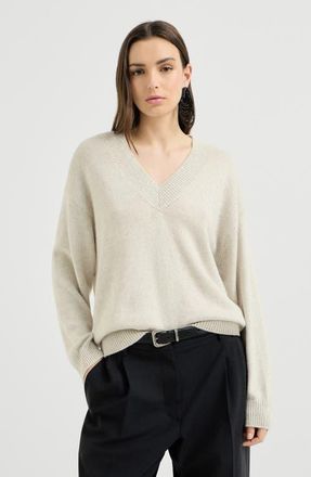 Brunello Cucinelli Cashmere and silk Diamond yarn sweater in Ivory at Nordstrom, Size Xxx-Large