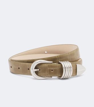 D&eacute;hanche D&eacute;hanche Hollyhock croc-effect leather belt