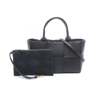Bottega Veneta Black Leather Handbag Tote Bag (Pre-Owned)