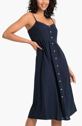 Lascana Womens Button Up Panel Dress in Navy at Nordstrom, Size 14