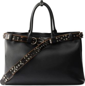 Prada Borsa tote in pelle con fibbia - Nero