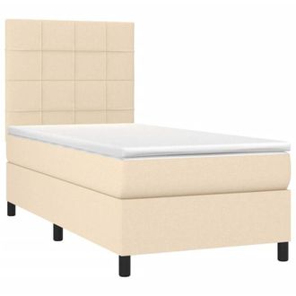 vidaXL Cama Box Spring Con Colch&oacute;n Tela Color Crema 100x200 Cm Vidaxl