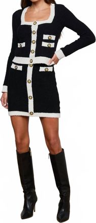 L'agence Monette Square Neck Cardigan In Black/ivory