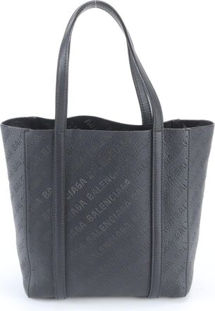 Balenciaga Black Leather Handbag Tote Bag (Pre-Owned)