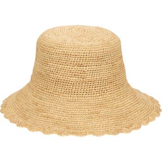 San Diego Hat Company Sand Dollar Hand Crocheted Bucket Hat with Scalloped Brim in Natural at Nordstrom