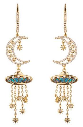 Eye Candy Los Angeles Celestial Moon Drop Earrings in Gold at Nordstrom Rack